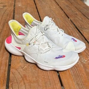 Nike Free RN 5.0 Women's Running Shoes White Pink CI1289-100 Size 8.5